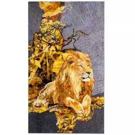 Panels of amber and Karelian birch "Lion"